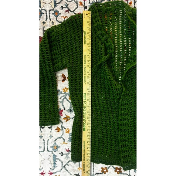 Vintage Handmade Granny Crochet Chunky Sweater Jacket Green - Picture 7 of 10